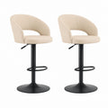 Set di 2 sgabelli da bar regolabili beige in PU con base rotonda in acciaio 50 x 52 x 88-109 cm