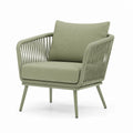 Poltrona da giardino verde salvia in acciaio e corda intrecciata 76 x 78 x 82 cm