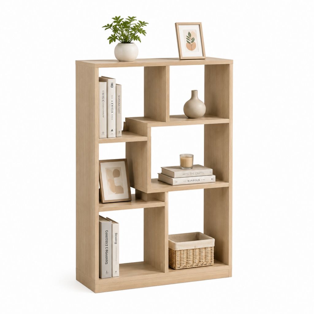 Libreria a giorno rovere chiaro in pannello truciolare 80 x 24 x 120 cm