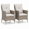 Set 2 poltrone da giardino in rattan PE grigio tortora con cuscini beige 58 x 62 x 88 cm