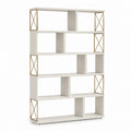 Libreria a giorno bianca e oro in MDF e acciaio 90 x 30 x 180 cm