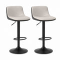 Set di 2 sgabelli da bar regolabili tortora in PU con base rotonda nera 48 x 50 x 89-110 cm
