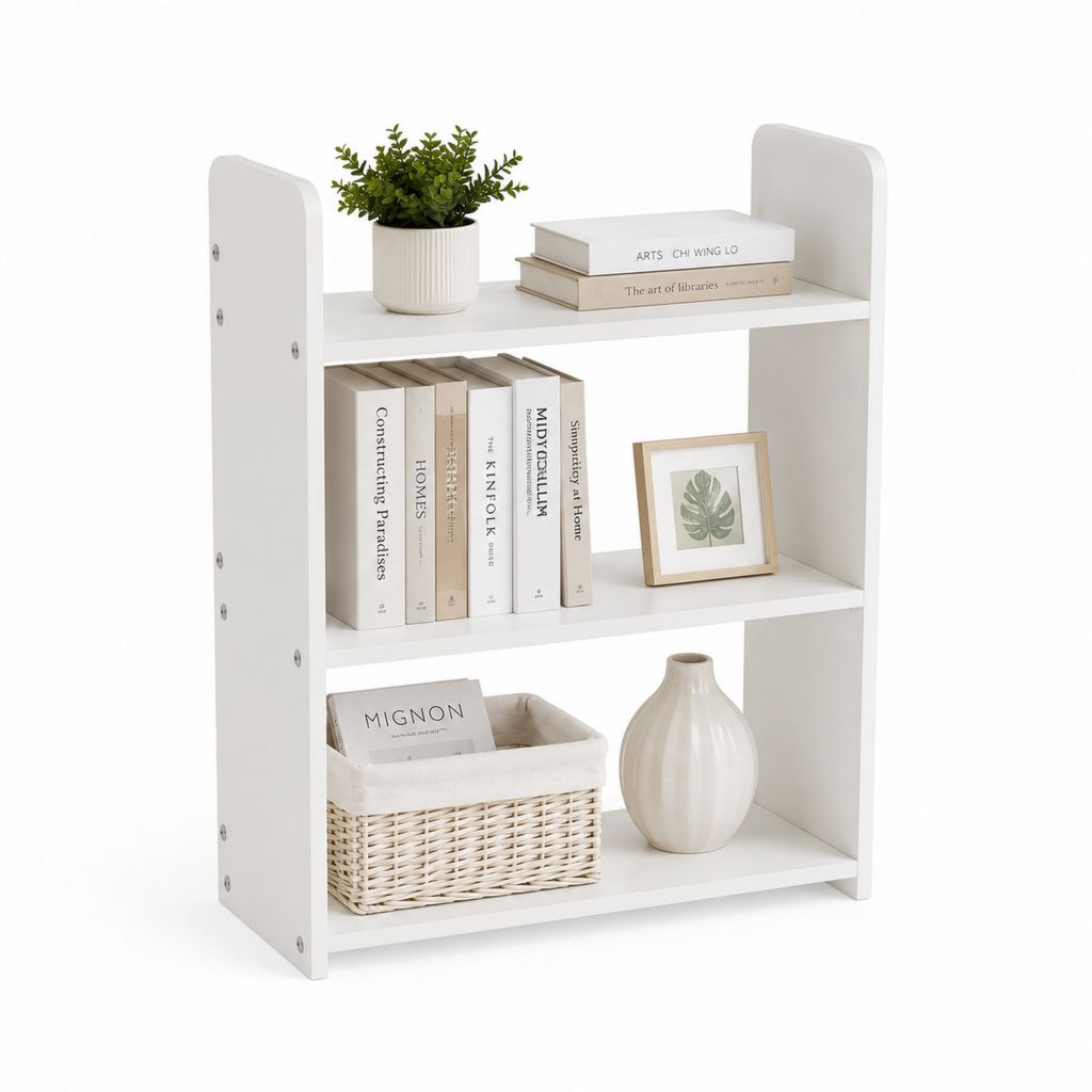 Libreria a 3 ripiani bianca in pannello truciolare nobilitato rettangolare 60 x 24 x 90 cm