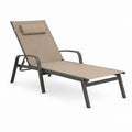 Lettino prendisole reclinabile beige in alluminio e textilene rettangolare 190 x 65 x 95 cm