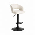 Sgabello da bar regolabile girevole beige in pelle PU con schienale curvo e base rotonda nera 52 x 50 x 88-108 cm