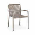 Sedia da giardino con braccioli tortora in alluminio e corda in polipropilene 58 x 60 x 84 cm