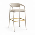 Sgabello da bar con braccioli beige in acciaio e poliestere 55 x 56 x 100 cm