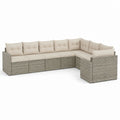 Divano da giardino modulare angolare a L grigio in rattan PE con cuscini beige 280 x 210 x 70 cm
