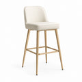 Sgabello da bar con schienale beige in pelle sintetica PU e acciaio dorato 48 x 54 x 100 cm