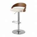 Sgabello da bar regolabile beige e noce con seduta in PU base in acciaio cromato 50 x 50 x 92-113 cm