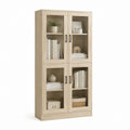 Vetrina libreria 4 ante in vetro e pannelli truciolari rovere chiaro 80 x 40 x 190 cm