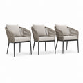 Set di 3 sedie da giardino beige in corda PE e acciaio con cuscini 56 x 60 x 82 cm