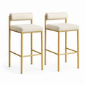 Set di 2 sgabelli da bar beige in poliestere e acciaio dorato con schienale 48 x 52 x 96 cm