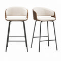 Set 2 sgabelli da bar con schienale beige e noce in multistrato 52 x 54 x 100 cm